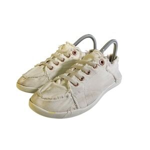 Vionic Pismo Womens 8.5 White Canvas Sneakers Orthotic Comfort Eco-Friendly Shoe